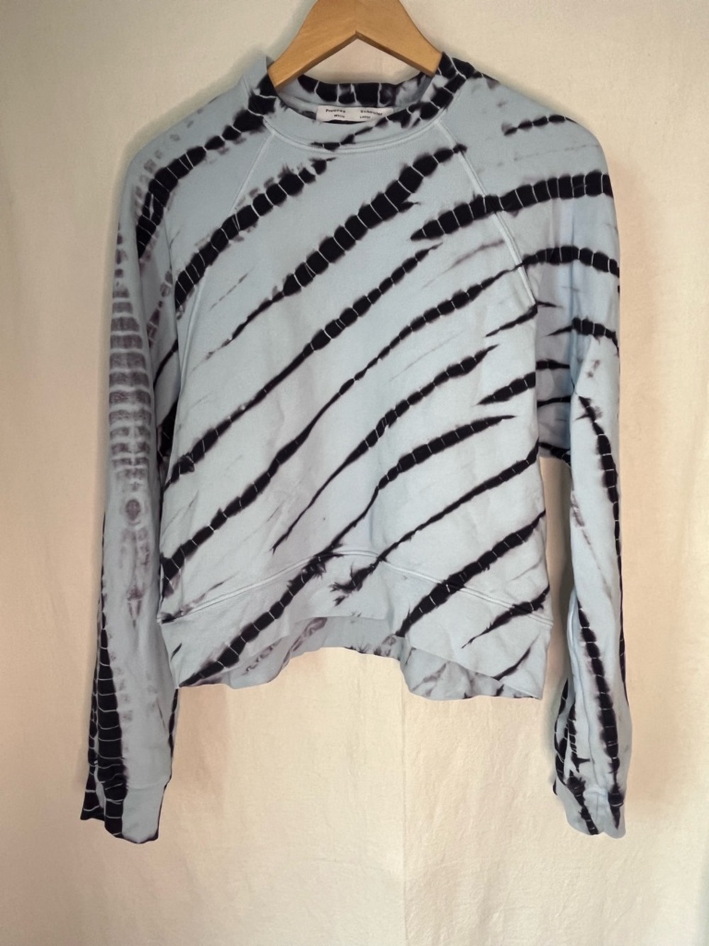 Proenza Schouler White Label Tie-Dye Raglan Sweatshirt Blue Black - Medium - EUC
